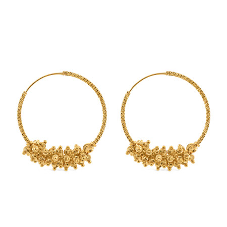 22ct Gold Hoop Bali with Gold Beads