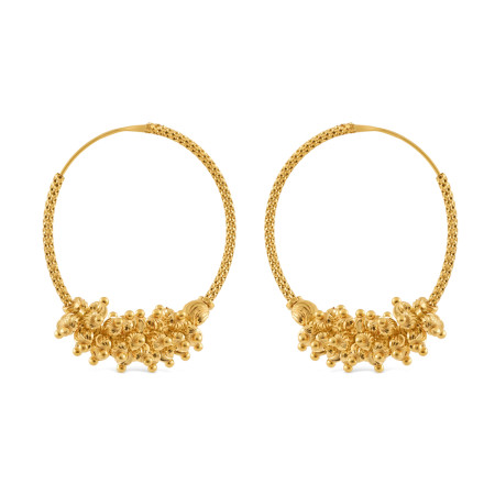 22ct Gold Hoop Bali with Gold Beads