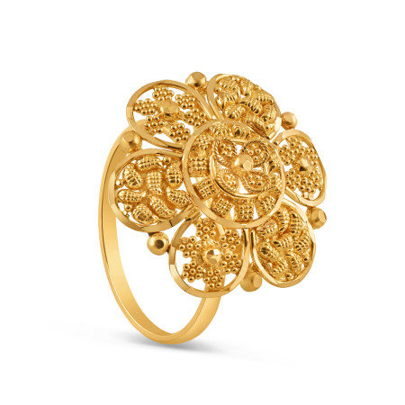 22ct Gold Flower Shape Ring for Women | Size N