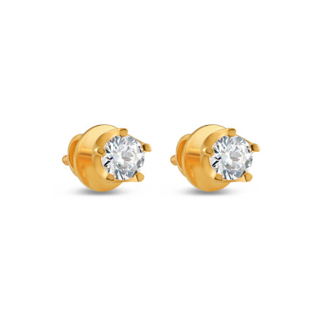 22ct Gold Earring with Single CZ stone