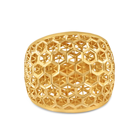 22ct Gold Jali Pattern Ring | Size K