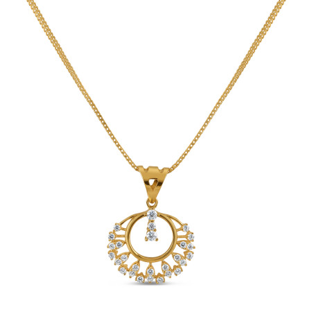 Dandelion Flower Gold Pendant | with CZ Stones