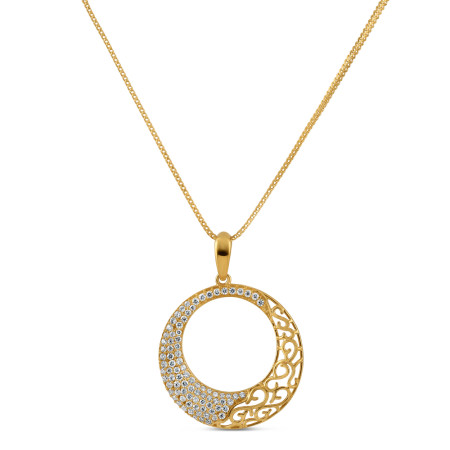 Circular Design Gold Pendant | with CZ Stones