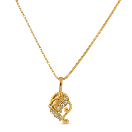 22ct Gold CZ Stone Pendant with Keri Design