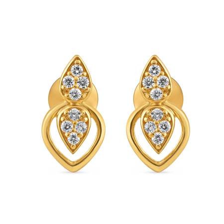 22ct Gold Fancy Stud Earring with CZ Stone