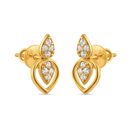 22ct Gold Fancy Stud Earring with CZ Stone