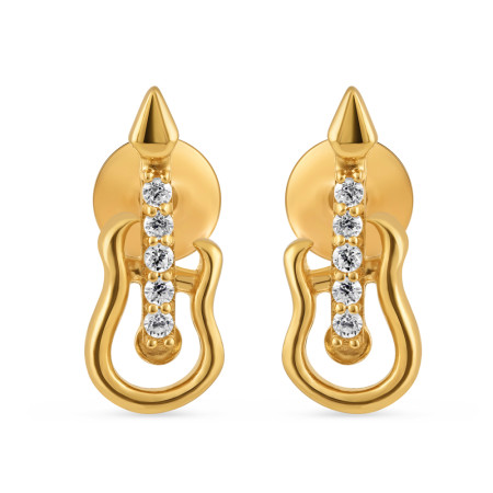 22ct Gold Guitar Stud Earring with CZ Stones