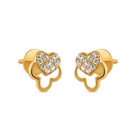 22ct Gold Heart Stud with CZ Stone