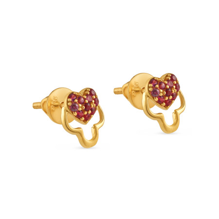 22ct Gold Heart Stud Earring with CZ Stones