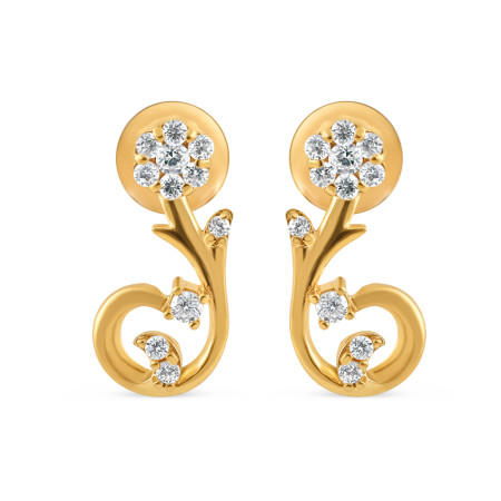 22ct Gold Earring Fancy Stud with CZ Stones