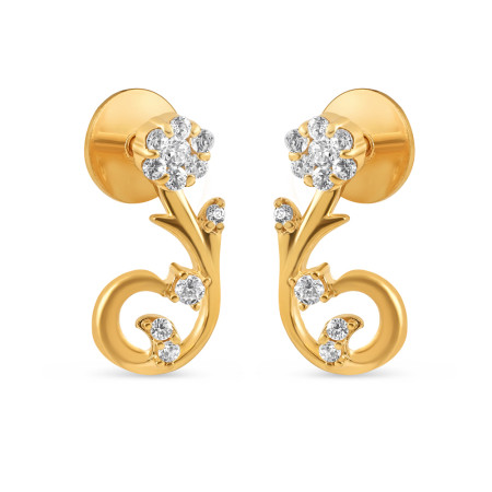 22ct Gold Earring Fancy Stud with CZ Stones