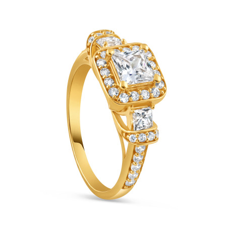 22ct Gold CZ Trinity Engagement Ring  | Size O