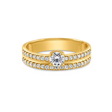 Double Layered CZ Gold Ring | Size L