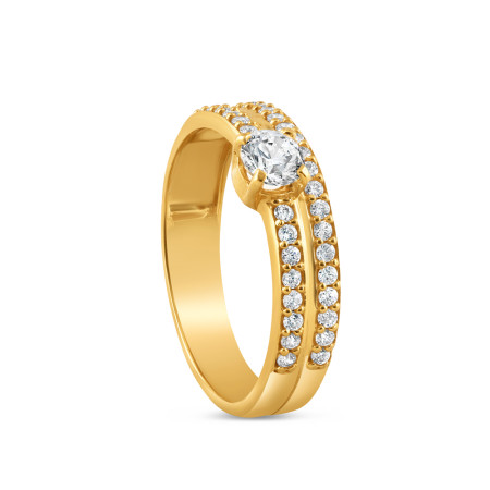 Double Layered CZ Gold Ring | Size L