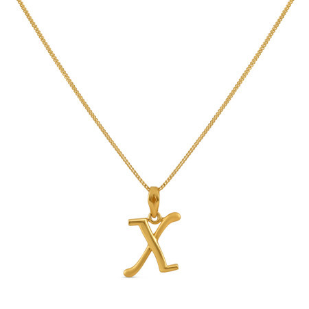 Initial Letter X Alphabet Unisex Gold Pendant