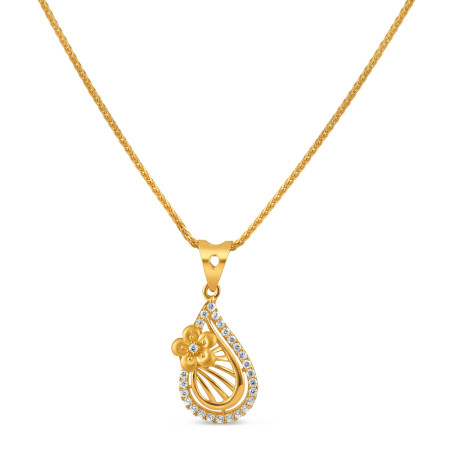 22ct Gold Pear Drop Pendant with CZ Stone