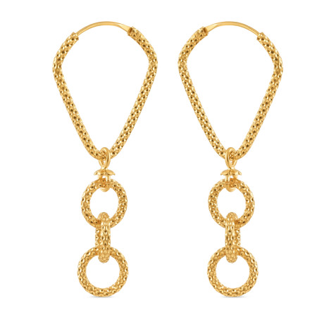 22ct Gold Hoop Bali with Disc Charms
