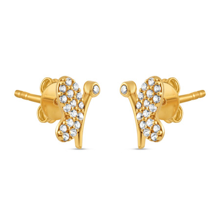 22ct Gold Butterfly Ear Studs | with CZ Stones
