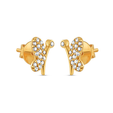 22ct Gold Butterfly Ear Studs | with CZ Stones