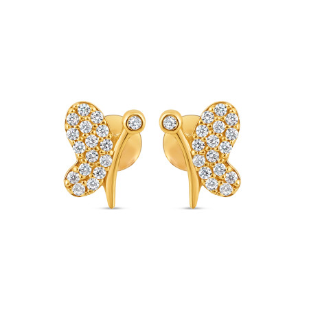 22ct Gold Butterfly Ear Studs | with CZ Stones