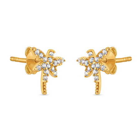 Dragonfly Gold Earring | with CZ Stones