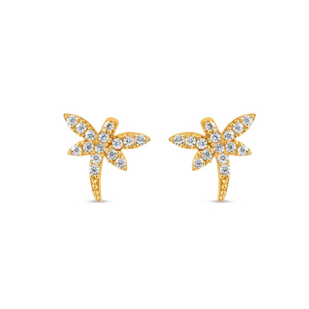 Dragonfly Gold Earring | with CZ Stones