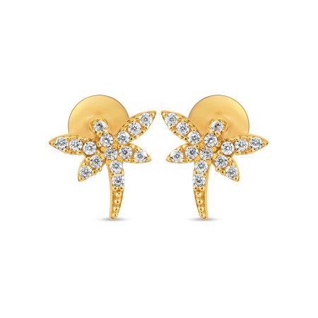 Dragonfly Gold Earring | with CZ Stones