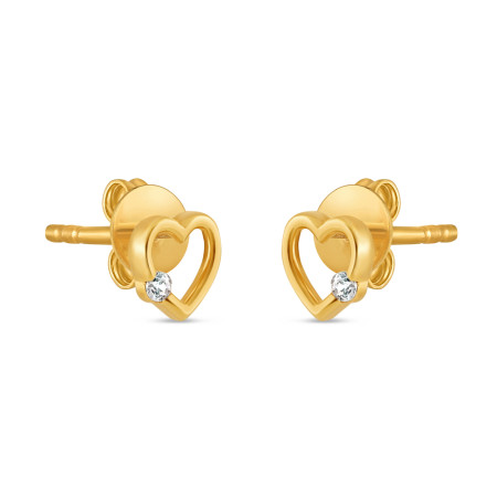 22ct Gold Single Stone Heart Stud Earring