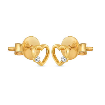 22ct Gold Single Stone Heart Stud Earring