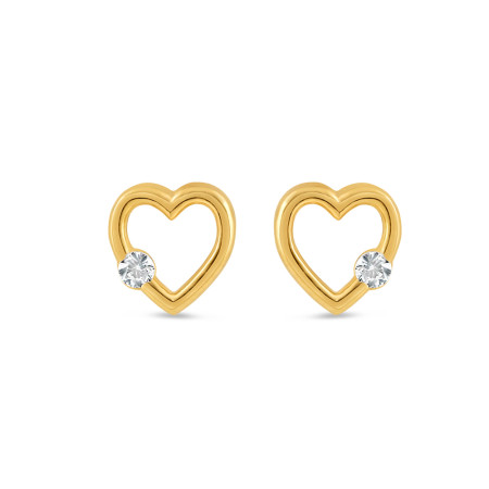 22ct Gold Single Stone Heart Stud Earring