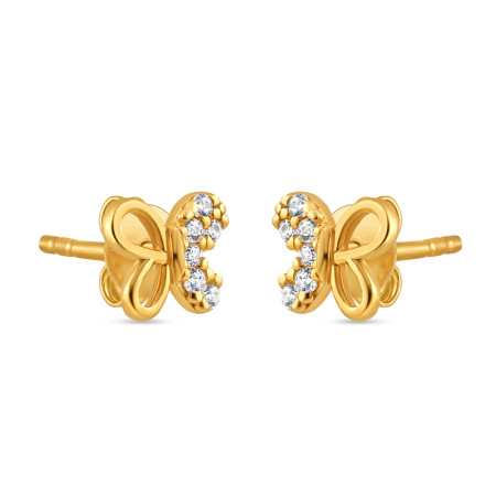 22ct Gold CZ Stone Butterfly Design Studs