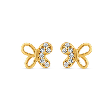 22ct Gold CZ Stone Butterfly Design Studs