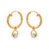 22ct Gold Fancy Hoop Earring Bali | With Rhodium Finish