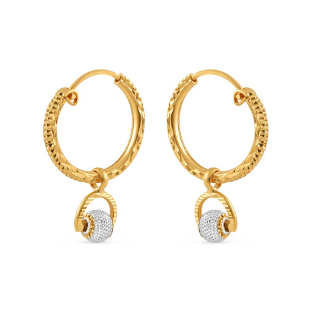 22ct Gold Fancy Hoop Earring Bali | With Rhodium Finish