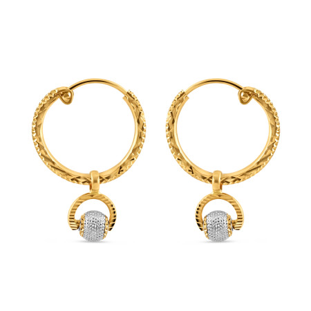 22ct Gold Fancy Hoop Earring Bali | With Rhodium Finish