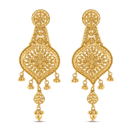 22ct Gold Bridal Drop Earring | Jali Collection