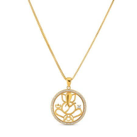 Lord Ganesha Pendant with CZ Stones