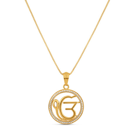 22 Carat Gold Ek Onkar Pendant | With Rhodium Finish