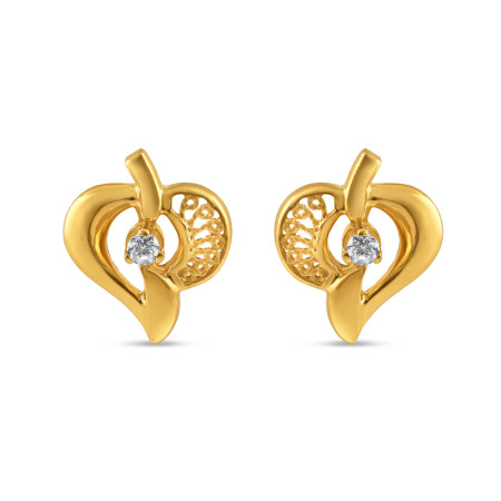 Single Stone Heart Stud Earring