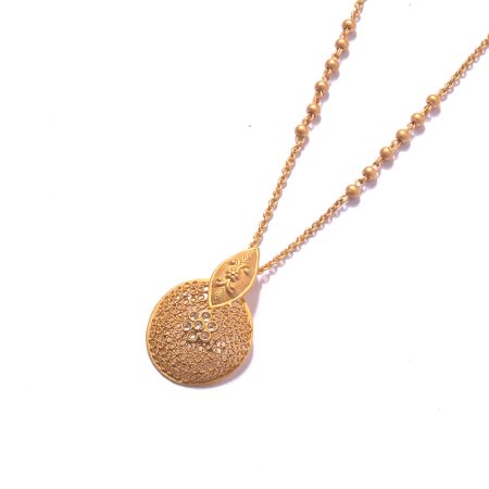 Round Pendant Necklace in 22ct Gold | 16 inches