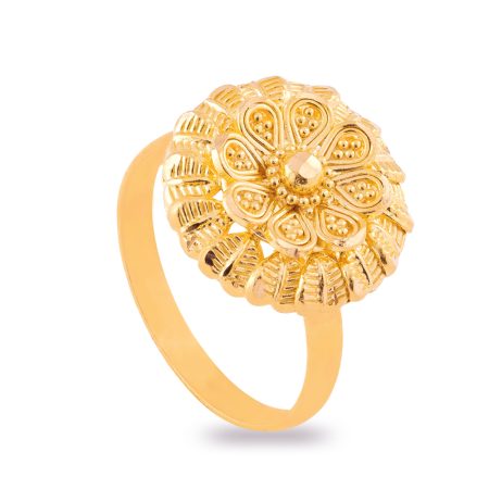 22ct Gold Round Jali Ring | Size J