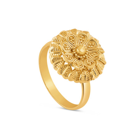 22ct Gold Round Jali Ring | Size J