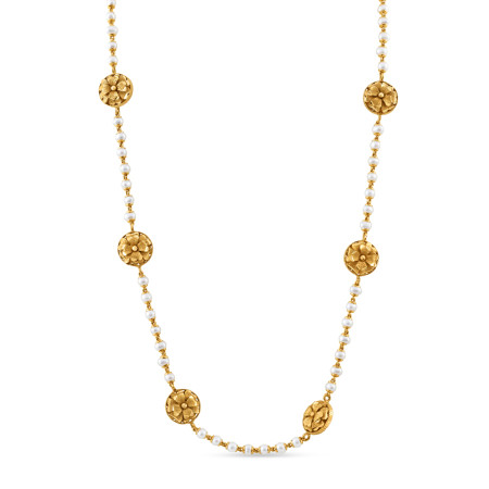 22ct Gold Pearl Mala Necklace | Rosette Collection | 24 Inches