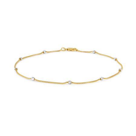 Gold Anklet with Rhodium Finish Beads