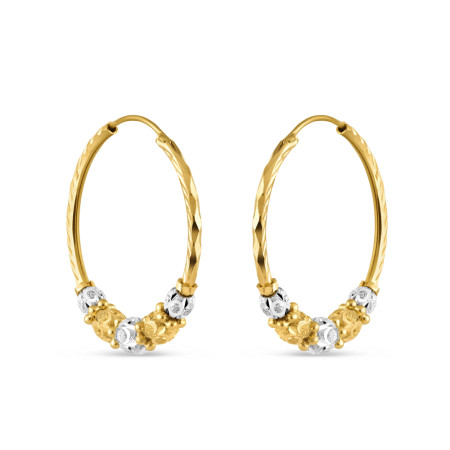 22ct Gold Hoop  | with Rhodium Finish Beads