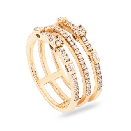 18ct Yellow Gold Triple Diamond Ring for Ladies | Size O