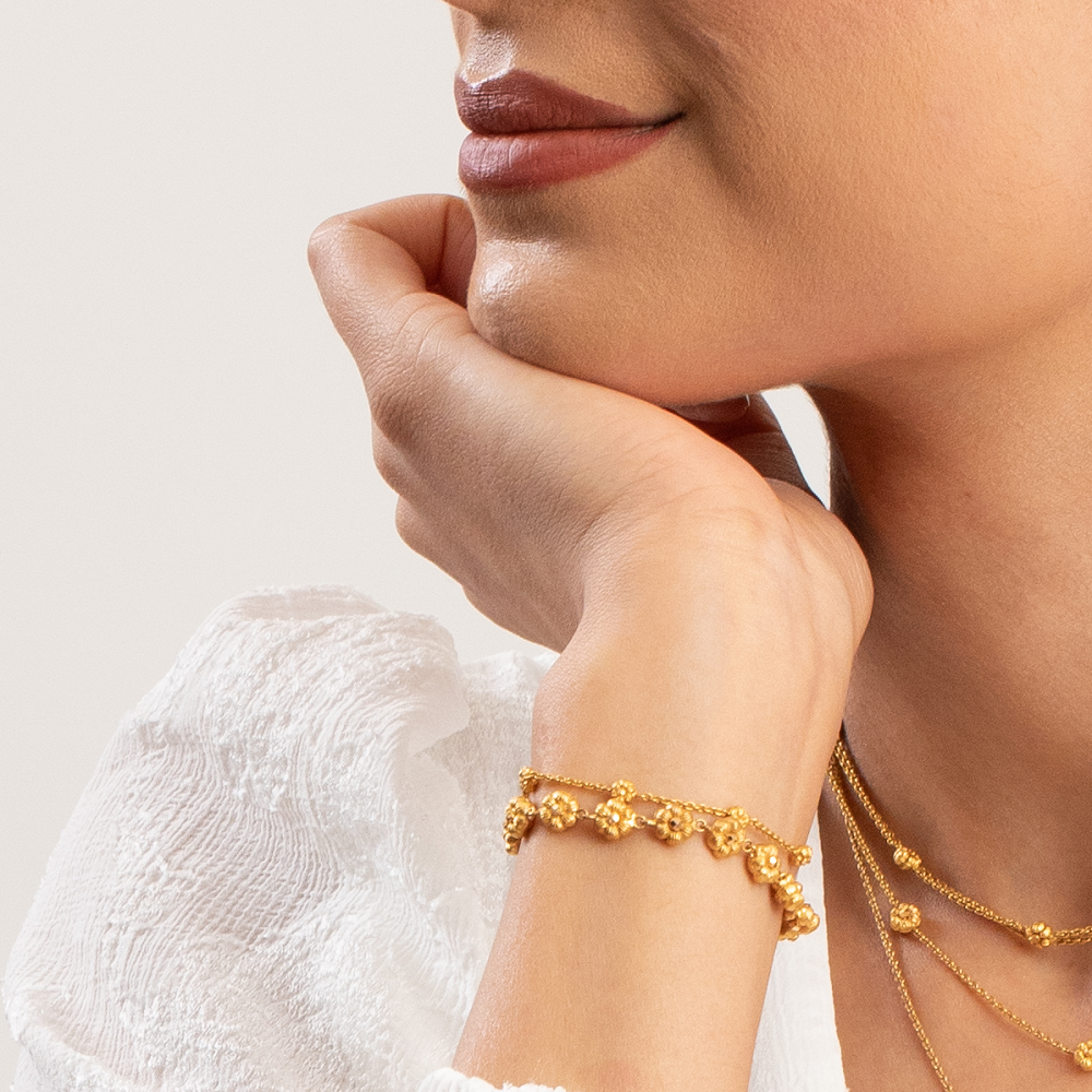 22ct Gold Flower Bracelet Timeless Luxury PureJewels UK